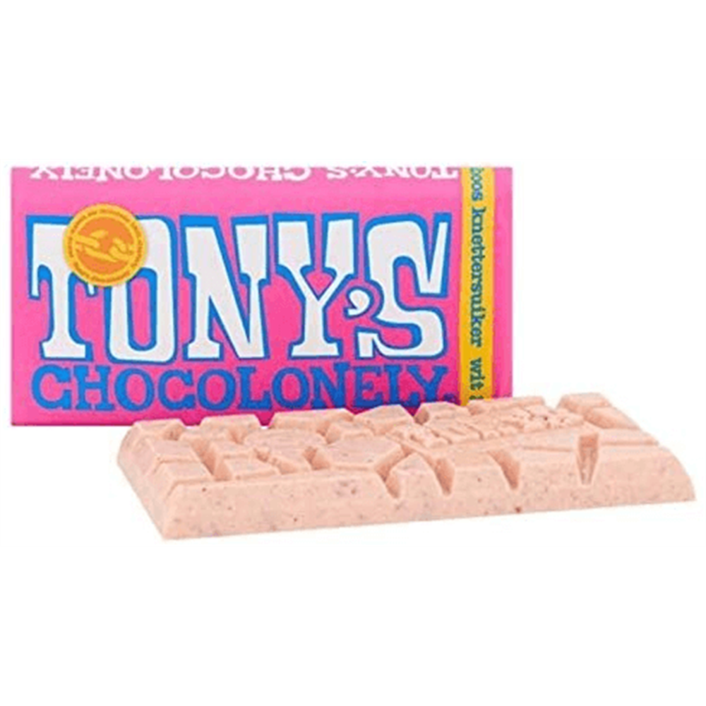 Tony's Chocolonely White Raspberry Popping Candy Bar 180g